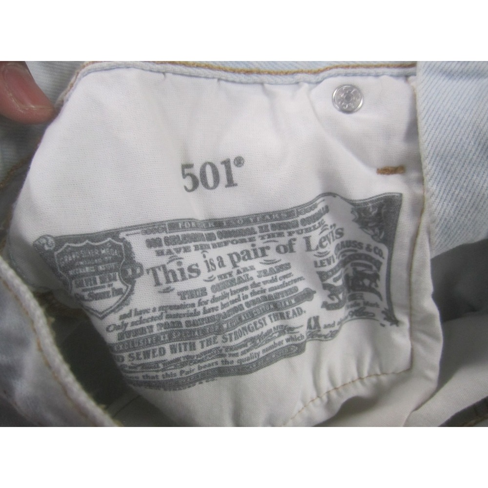 Levi's 501 Shorts Womens 25 Blue Distressed Denim Cut Off 5-Button Fly Jean - Picture 5 of 16